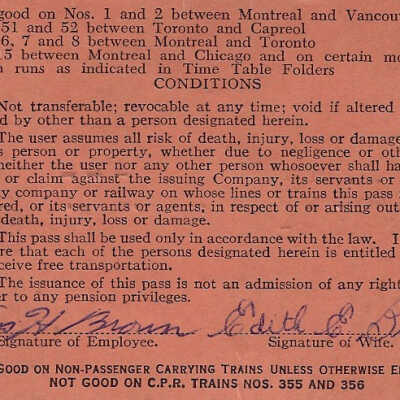 Reverse Side of the Pass
