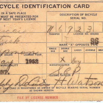 Form - Bicycle Identification Card