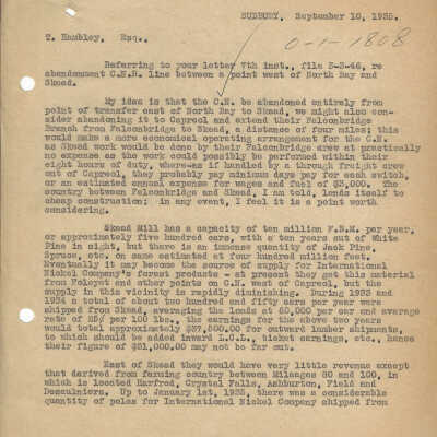 Letter sent to T. Hambley, Esquire from the Superintendent