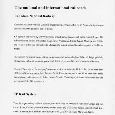 Document, The Railway Association of Canada, the National and International Railroads, History.