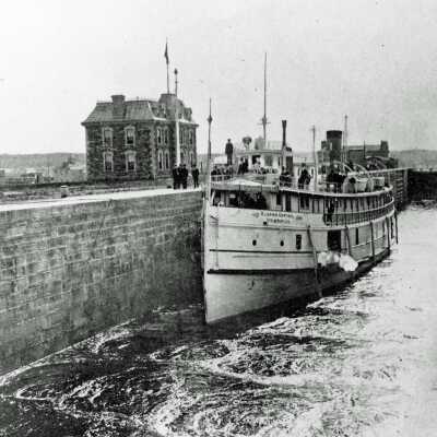 Photograph - Algoma Steamship Central Line steamship traveling through the Canadian locks