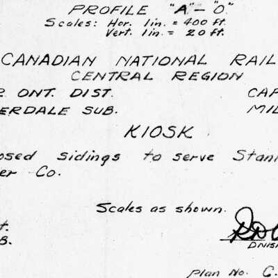 Canadian National: Plan Showing the Proposed Sidings to serve the Staniforth Lumber Co at Kiosk