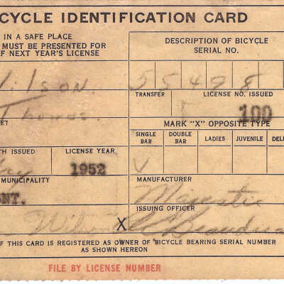 Form - Bicycle Identification Card