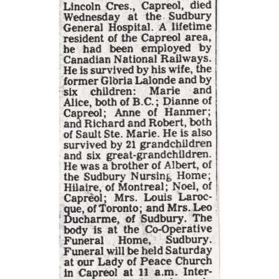 Document, Obituary, Joe Souliere.