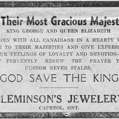 Newspaper Advertisement, Cleminson's Jewelry.