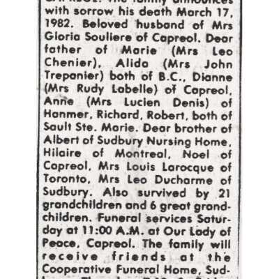 Document, Obituary, Joe Souliere.