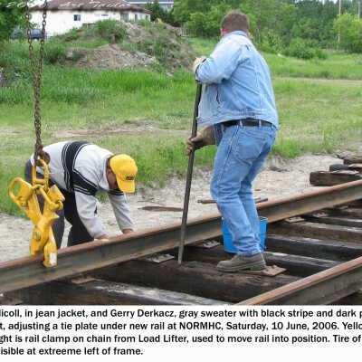 Photograph, John McNicoll, Gerry Derkacz, NORMHC Track Laying.