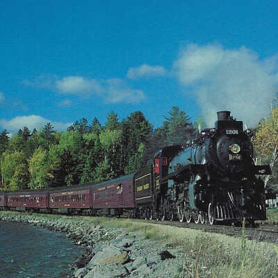 Canadian Pacific Postcard showing Steam Engine #1201at Blue Sea, QC, 1961
