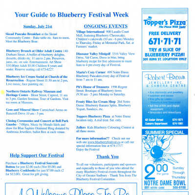 2002 Sudbury Blue Berry Festival Guide