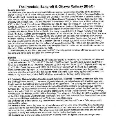The Irondale, Bancroft, and Ottawa Railway (IB&O)