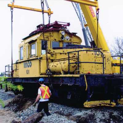 INCO Locomotive #101 Being Placed on the Track at Prescott Park
