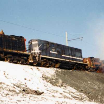 Photograph, INCO Locomotive 1167, with slag cars.