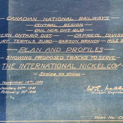 Blueprint - CN Garson Mine Trackage 1940-41