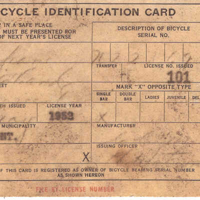 Form - Bicycle Identification Card