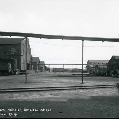 Photograph, General View of Smelter Shops, Copper Cliff, AER Ore Car, Inco Shaving Car, 321, INCO Files.
