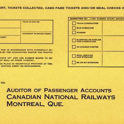 Document, Blank Form, Canadian National Railways, Report, Tickets Collected, Cash Fare Tickets and/or Meal Checks Issued, CNR-2299.
