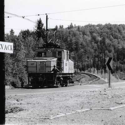 Photograph, INCO Locomotive 117, at Levack Station.