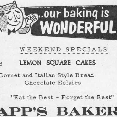 Newspaper Advertisement, Dapp's Bakery