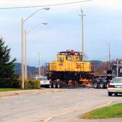 INCO Locomotive #116 on a Flatbed Truck, En Route to Prescott Park