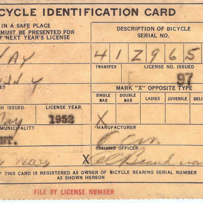 Form - Bicycle Identification Card