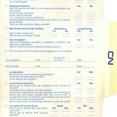 Document, Canadian National Railways, Business Feedback Form, Envelope.