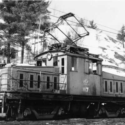 Photograph, INCO Locomotive 117, Levack, photo by Merrilees.