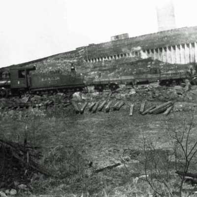 Photograph - Slag pot train in the act of dumping
