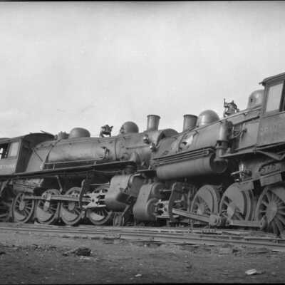 Photograph, Wreck of two Grand Trunk Railway engines at Merritton, Ontario.