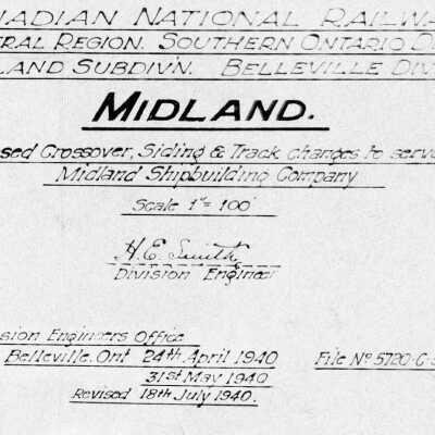 Canadian National: Plan Showing the Proposed Grossover, Siding and Track Changes to serve the Midland Shipbuilding Company at Midland