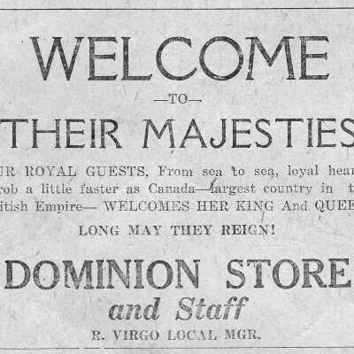 Newspaper Advertisement, Dominion Store and Staff.