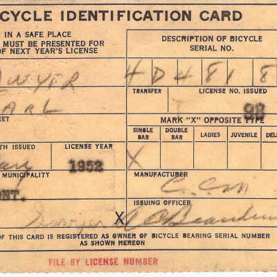 Form - Bicycle Identification Card