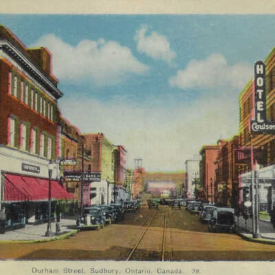 Postcard Showing Durham Street, Sudbury, Ontario