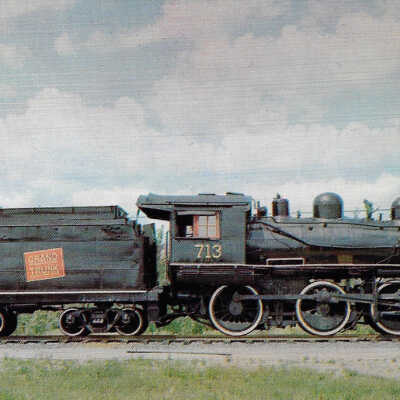 Grand Trunk Postcard showing Steam Engine #713 at the National Museum of Science and Technology in Ottawa, ON
