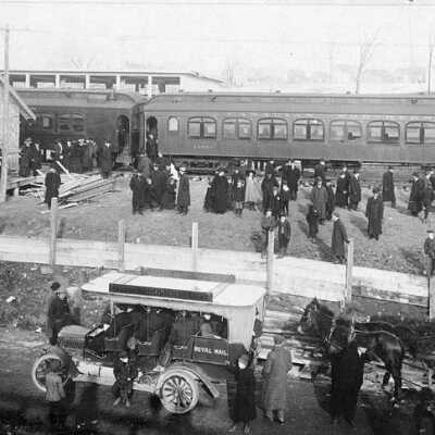 Photograph, Arrival of the first Canadian Northern Railway train.