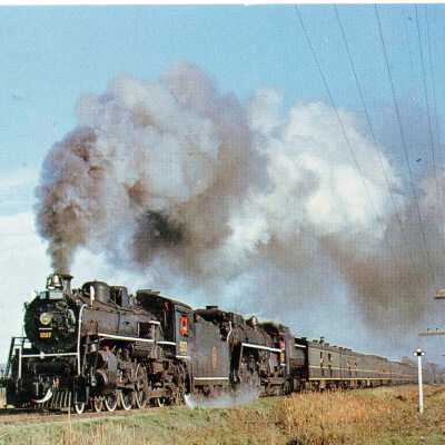 Photograph, Postcard, CNR Steam Engines 5107 and 6153, October 14th, 1962.