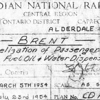 Canadian National: Plan showing the Dieselization of Passenger Trains Prop M/L Fuel Oil and Water Dispensing Units at Brent