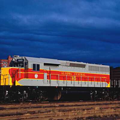 Photograph, Algoma Central Locomotive 185, Sault Ste. Marie, 1973.