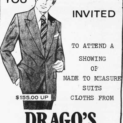 Newspaper Advertisement, Drago's Men's Wear.