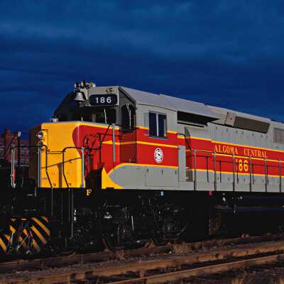 Photograph, Algoma Central Locomotive 186, Sault Ste. Marie, 1973.
