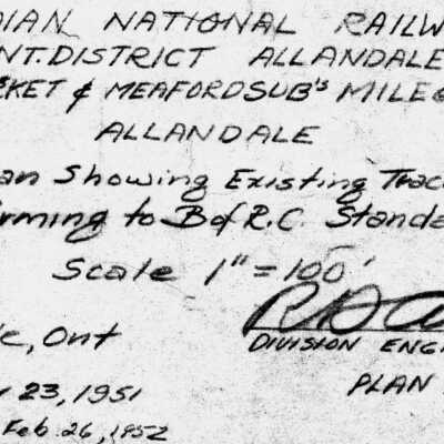 Canadian National: Yard Plan Showing the Existing Track Centres Conforming to B of R. C. Standard at Allandale