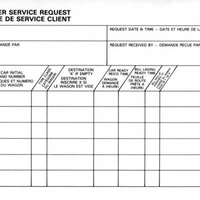 Document, Canadian National Railways, Customer Service Request.