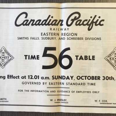 Canadian Pacific Railway, Eastern Region, Smiths Falls, Sudbury and Schreiber Divisions, Timetable 56, 1966