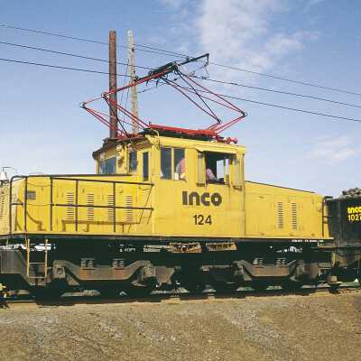 INCO Electric Locomotive #124 Pulling Ore Car #1027