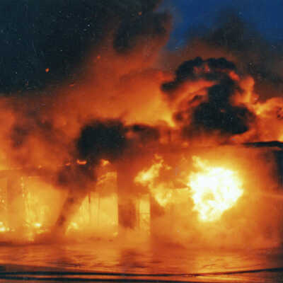 Photograph - Fire at Mazzuca Motors, October 17, 1993