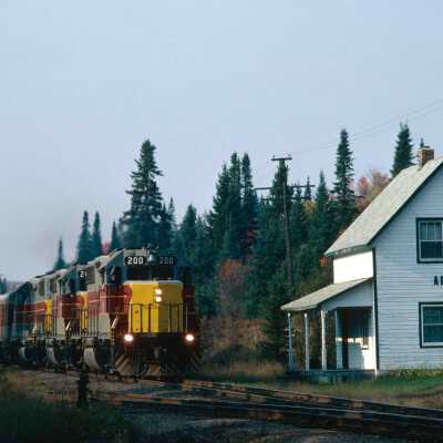 Photograph, Algoma Central Locomotive 200, Achigan, 1983.