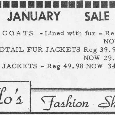 Newspaper Advertisement, Flo's Fashion Shop.