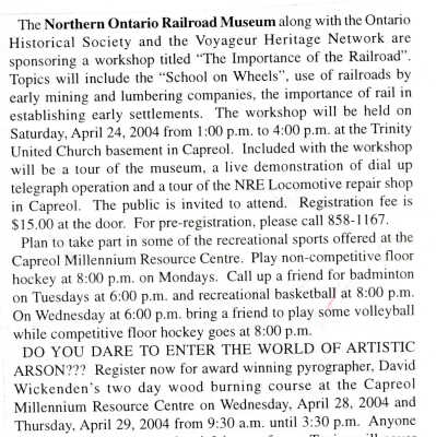 "Capreol Days 2004" News from Capreol