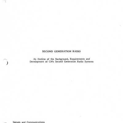 CN Second Generation Radio, An Outline of the Background, Requirements, and Development of CN's Second Generation Radio Systems
