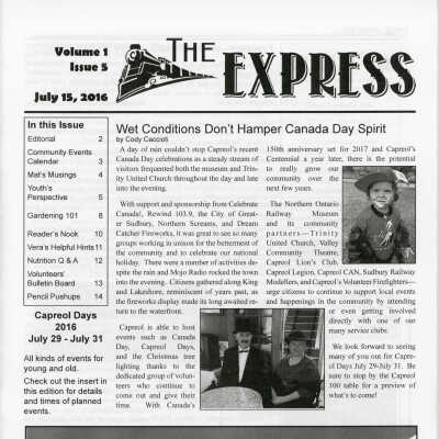 The Express Vol 1 Iss 5 "Wet Conditions Don't Hamper Canada Day Spirit"
