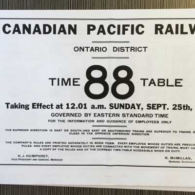 Canadian Pacific Railway, Ontario District Timetable 88, 1938